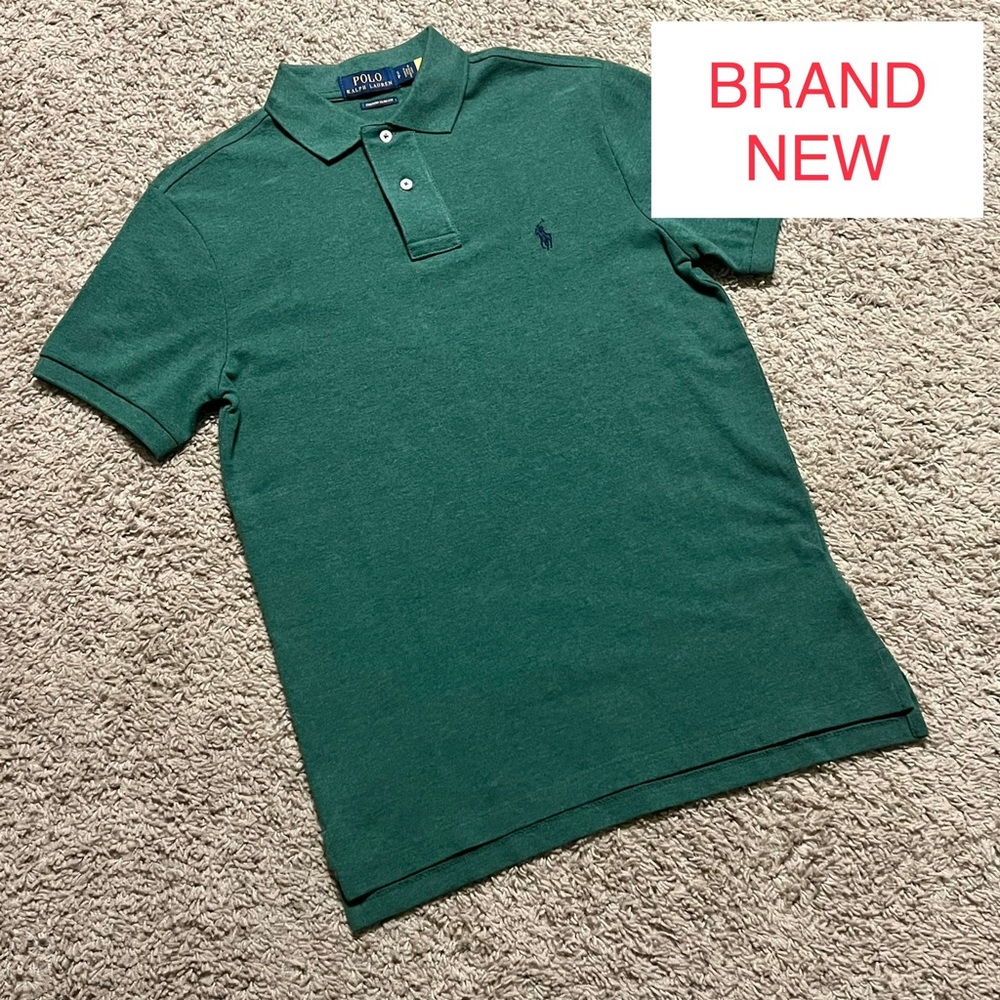 Ralph Lauren Short Sleeve Mesh Heather Green Polo Men’s Sz Small Custom Slim Fit
